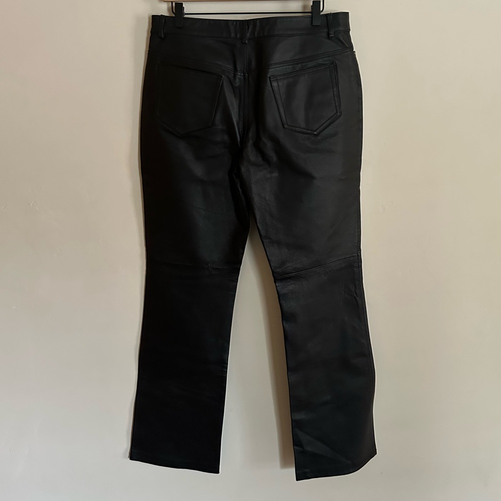 Spiegel Black Leather Boot-Cut Pants with Subtle Shine - Picture 4 of 5